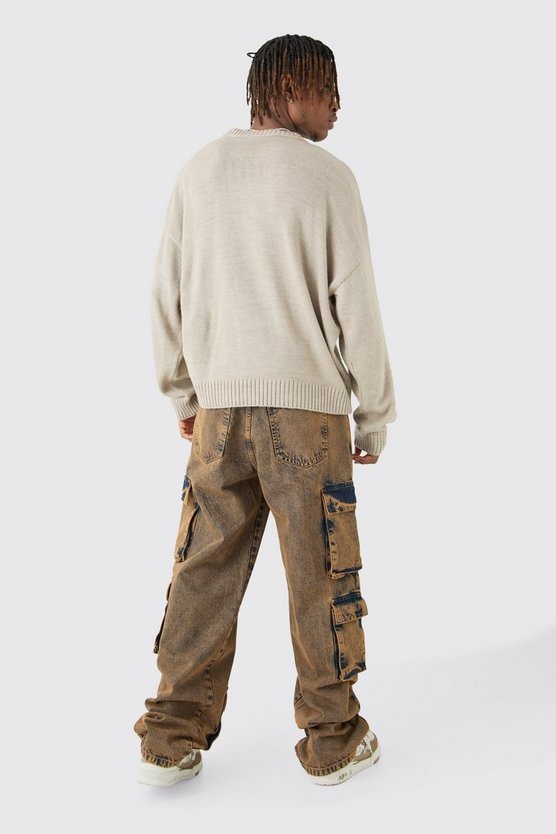 Tall lockere Cargo-Jeans mit Acid-Waschung