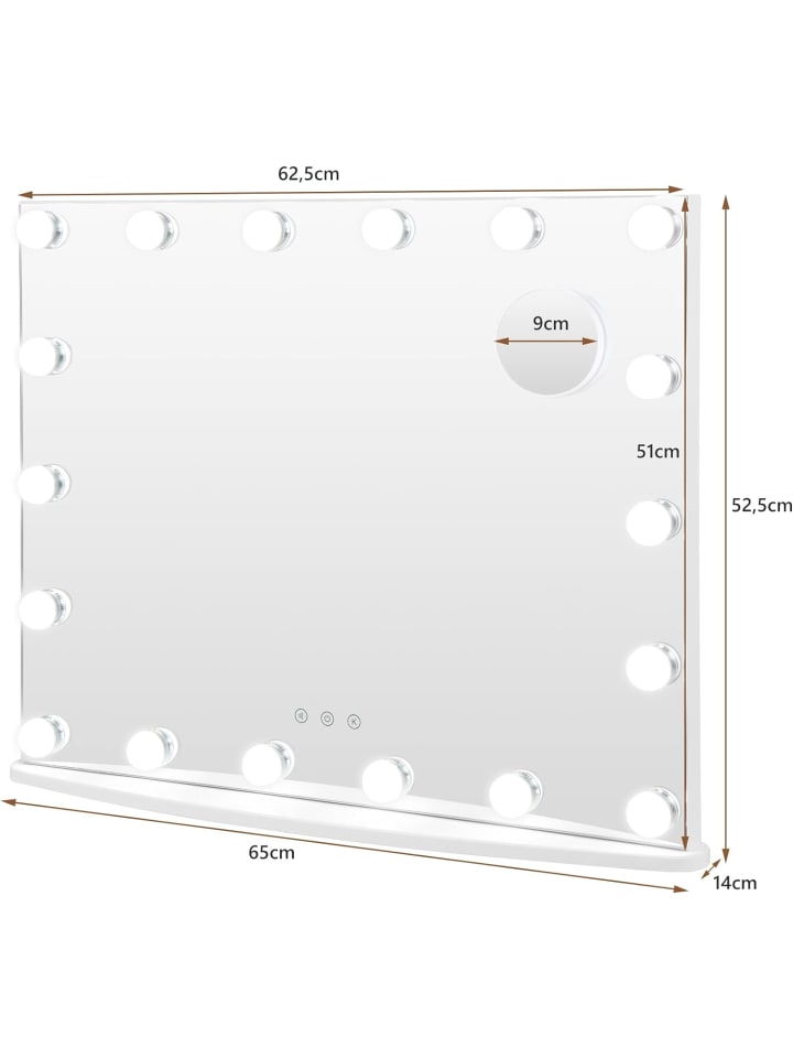 COSTWAY Kosmetikspiegel 62,5x51cm in Transparent günstig kaufen 51 cm