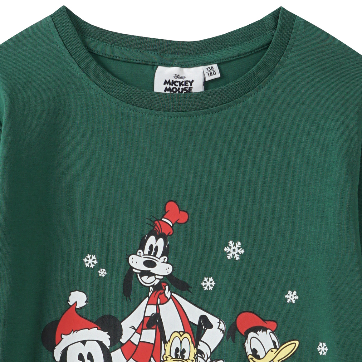Micky Maus Weihnachtslangarmshirt mit Print dunkelgrün