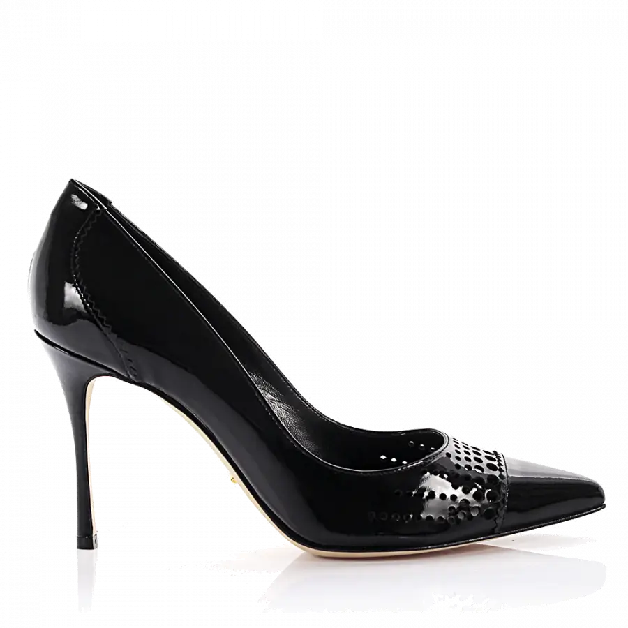 Sergio Rossi - Pumps Godiva Lackleder schwarz perforiert - schwarz