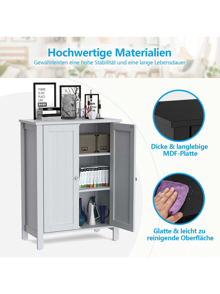 COSTWAY Badezimmerschrank 60 x 30 x 80,5 cm in Grau günstig kaufen onesize