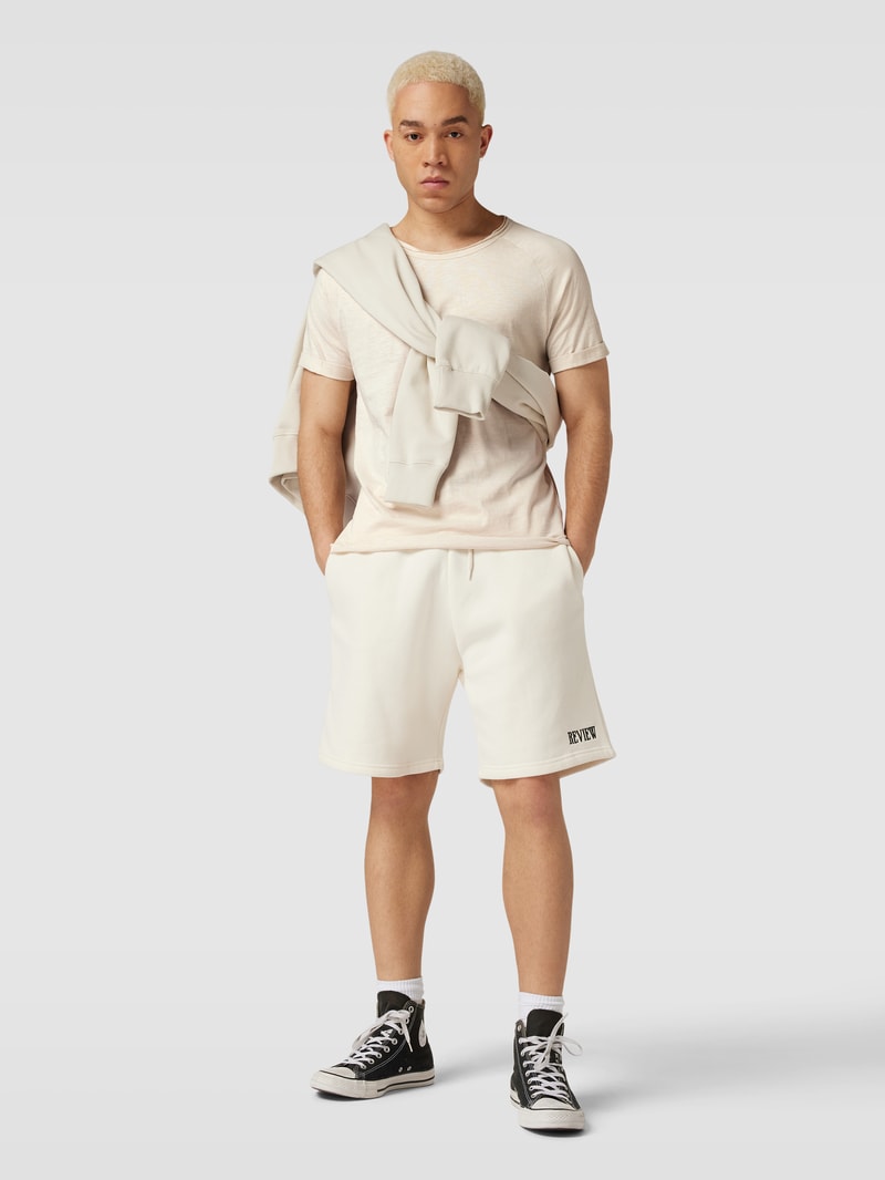 T-Shirt mit geripptem Rundhalsausschnitt Modell 'KAS' in beige