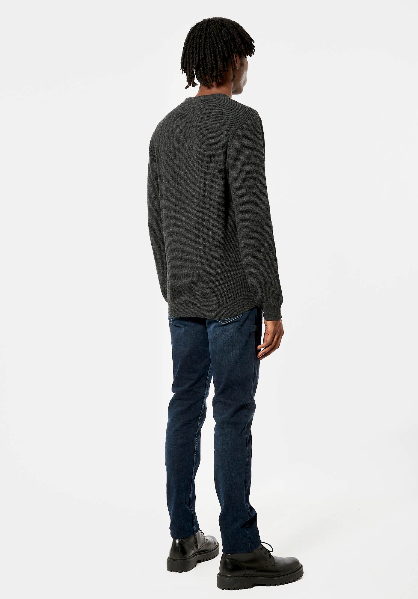 SADAK  Pull en laine gris foncé Homme