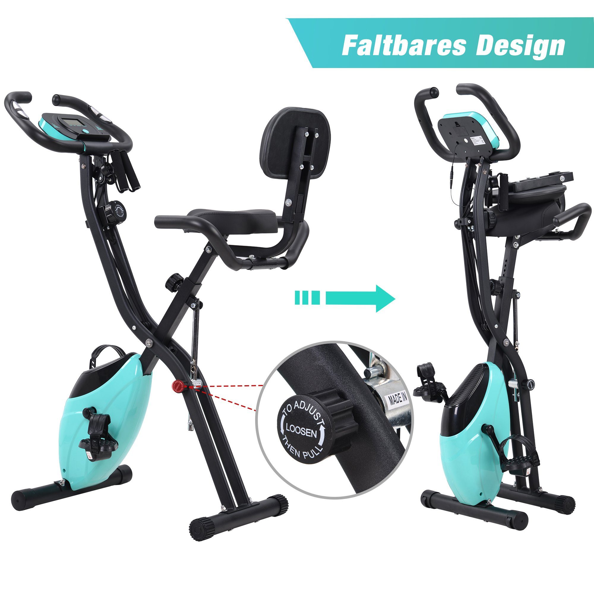 EXTSUD Heimtrainer Faltbares magnetisches Heimtrainer für effizientes Indoor-Training, 4-in-1-Design für verschiedene Trainingspositionen