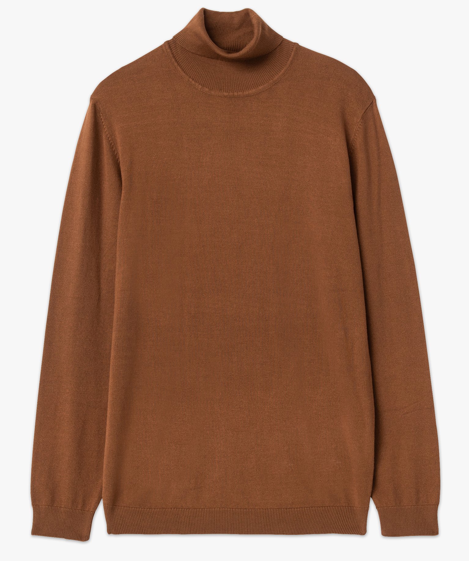 Pull à col roulé en maille fine homme beige fonce | GEMO