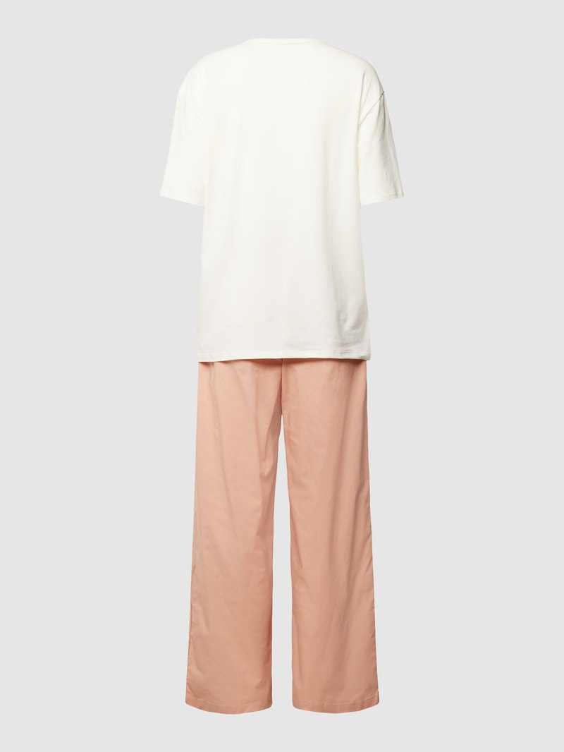 Pyjama mit Label-Stitching in taupe