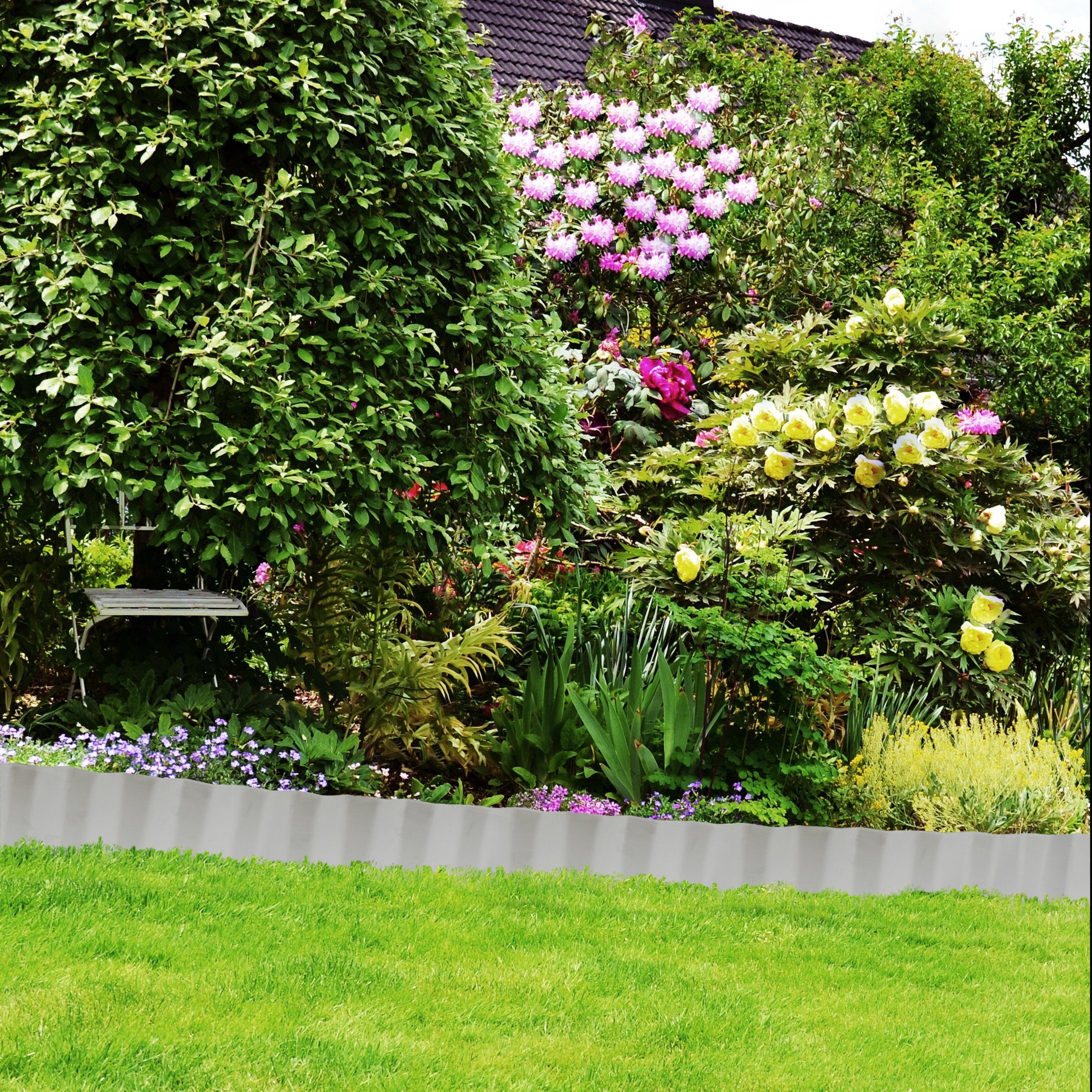 relaxdays Rasenkante 2 x Rasenkante 10m Metall