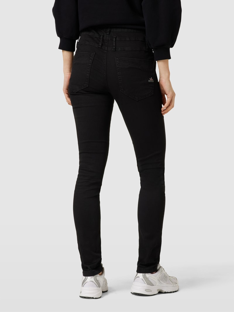 Jeans mit Label-Detail Modell 'Florida' in schwarz