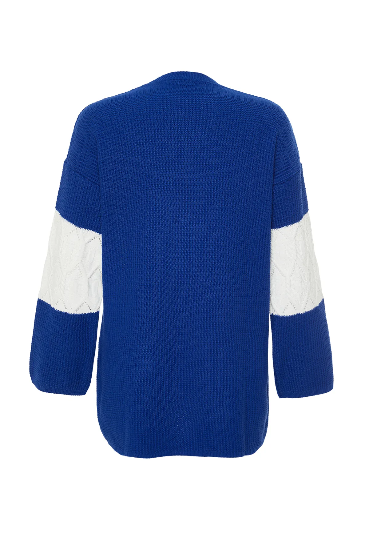 Trendyol Modest  Blauer durchbrochener/perforierter Farbblock-Strickpullover TCTAW24AK00055