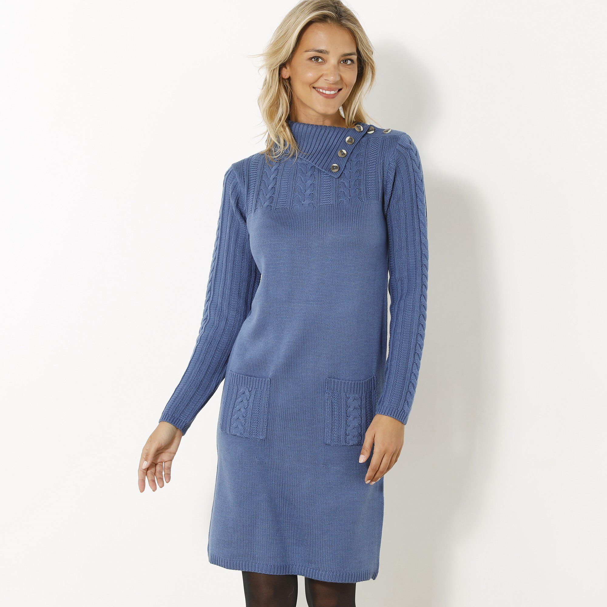 Robe pull maille torsadée
