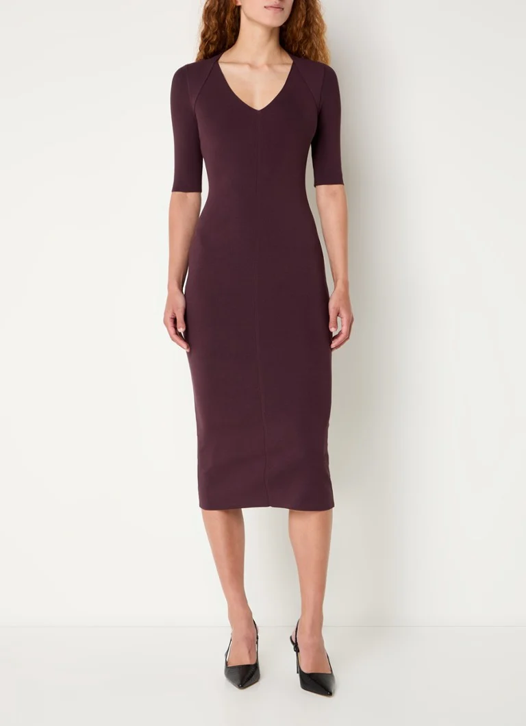 HUGO BOSS  Fezanin midi jurk met V-hals en stretch