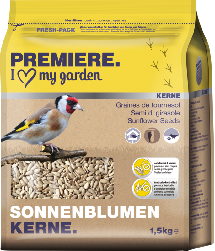 PREMIERE Wildvogelfutter PREMIERE Sonnenblumenkerne geschält 10kg 1,5 kg
