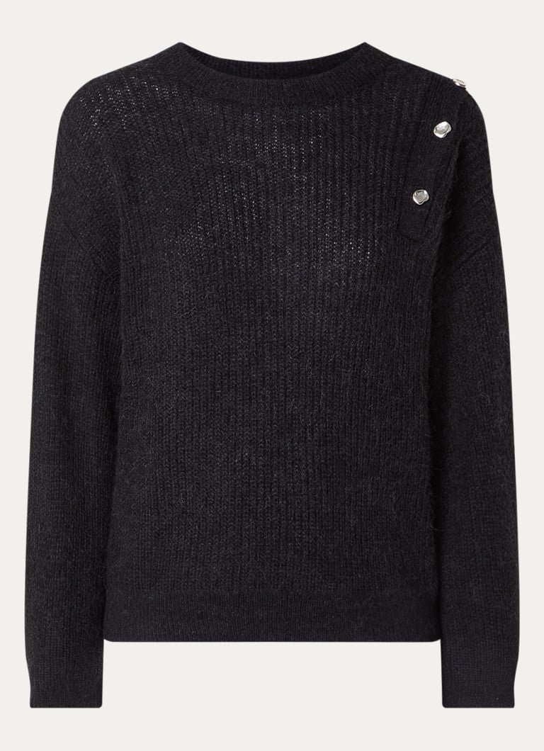 Dante 6 Coarse Knit Sweater in Alpaca Wool Blend with Button Detail