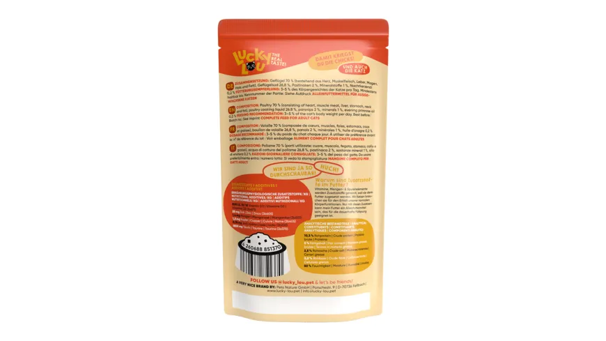 Lucky Lou Katzennassfutter Lifestage Adult Geflügel 125 g