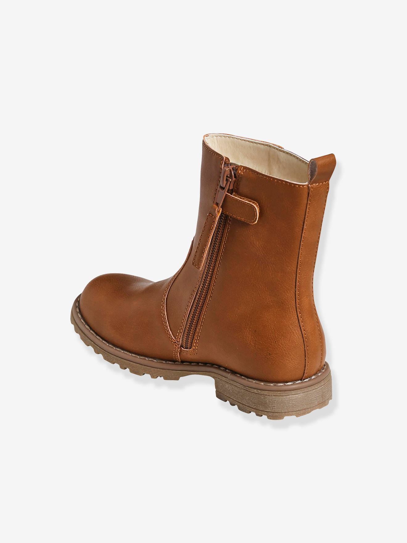 Bottes fantaisie fourrées fille marron