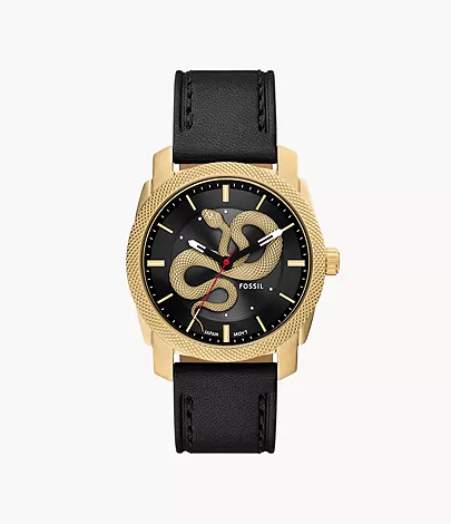 Fossil Uhr Machine 3-Zeiger-Werk Leder schwarz