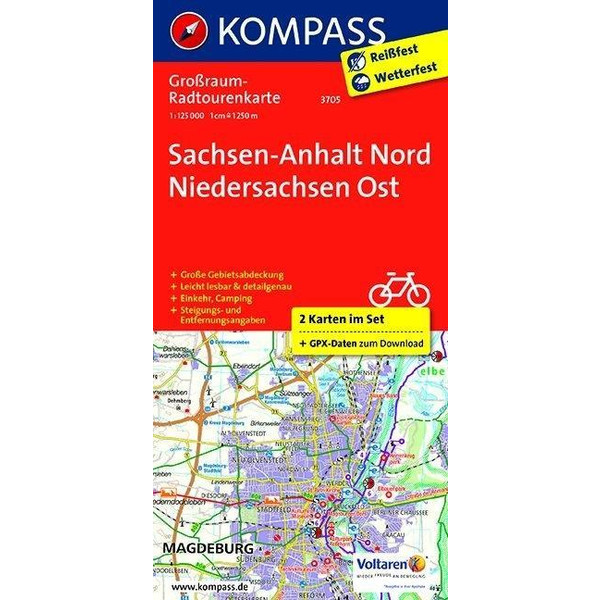 Sachsen-Anhalt Nord - Niedersachsen Ost. Großraum-Radtourenkarte 1 : 125 000 - Fahrradkarte