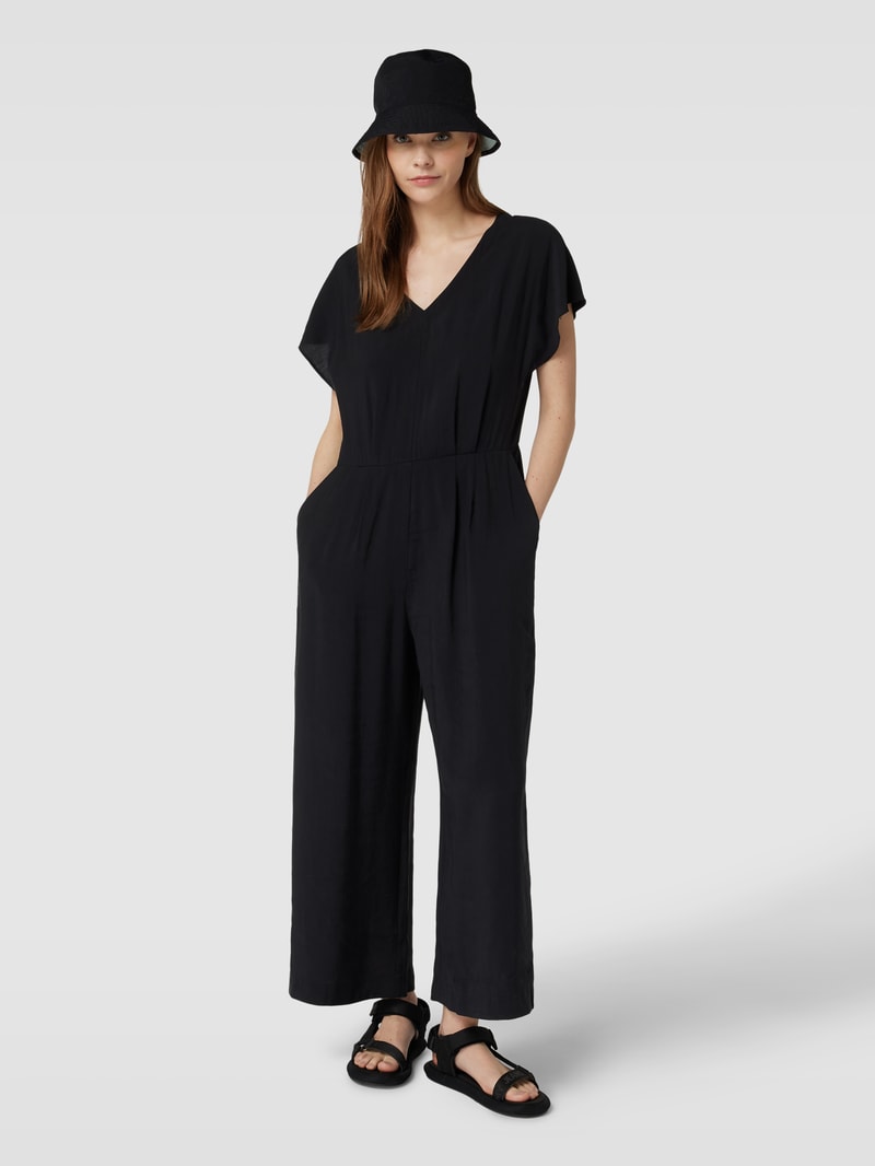 Jumpsuit mit V-Ausschnitt in schwarz