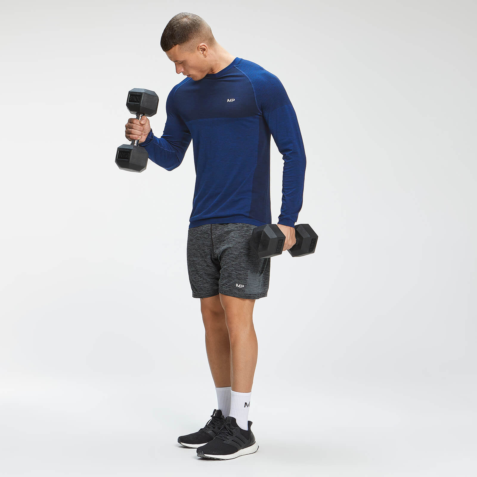 Haut sans coutures à manches longues MP Essentials pour hommes – Bleu intense chiné