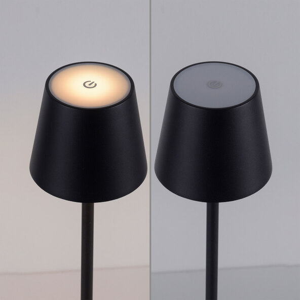 LED-Akku-Tischleuchte Buria, 2er Set, schwarz