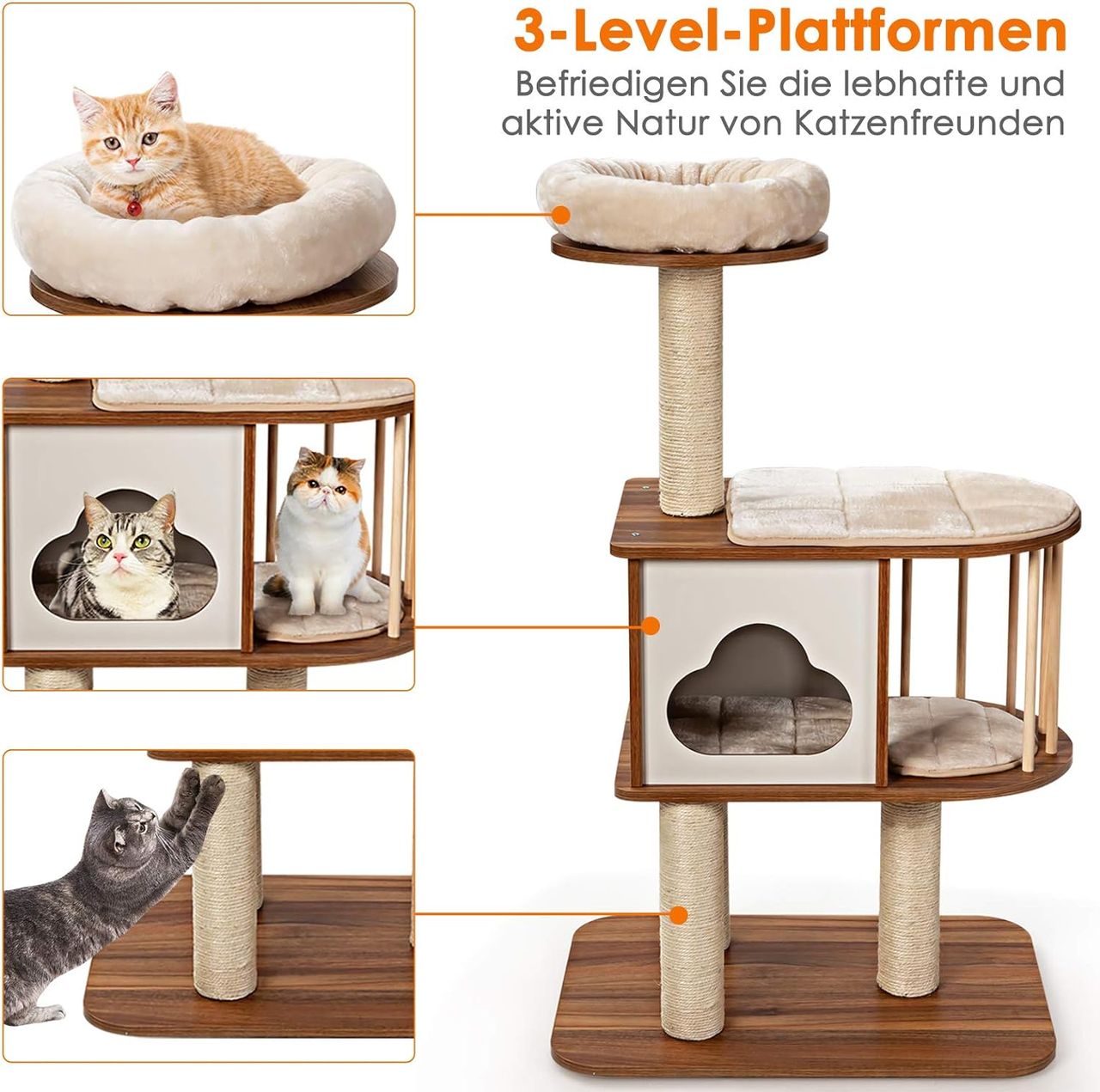 Costway Kratzbaum Holz, Katzenbaum Katze Höhle