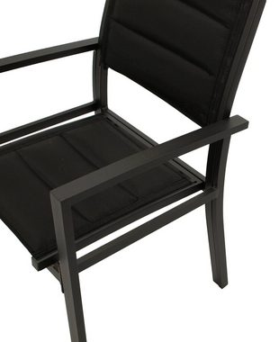 DEGAMO Gartensessel MADEIRA, Alu anthrazit + Kunstgewebe gepolstert schwarz, 2 STÜCK