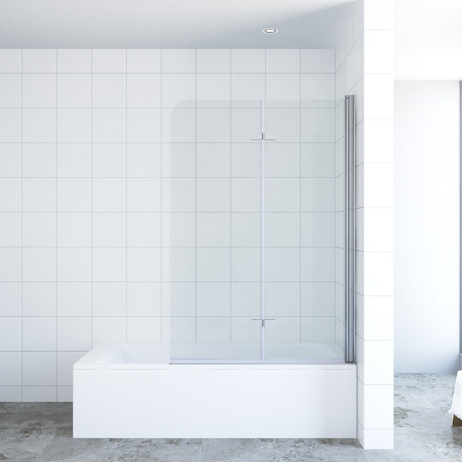 AQUABATOS Badewannenaufsatz Badewannenaufsatz faltbar Glas Badewannenfaltwand Duschabtrennung, Einscheiben-Sicherheitsglas (ESG) 5 mm