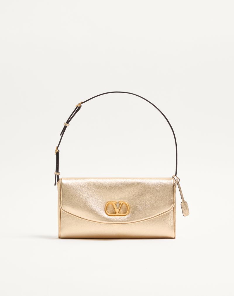 Bolsa de ombro pequena Valentino Garavani Devain em couro napa laminado