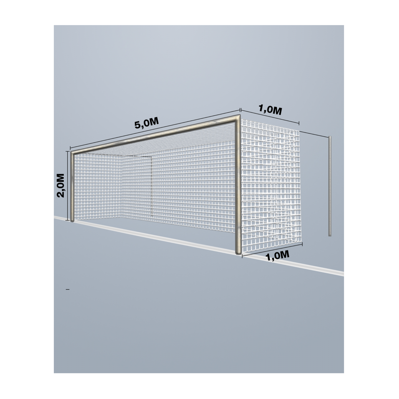Cawila Tornetz 5,15x2,05m | Tiefe 1,0x1,0m | Maschenweite 12cm | Stärke 4mm | weiß
