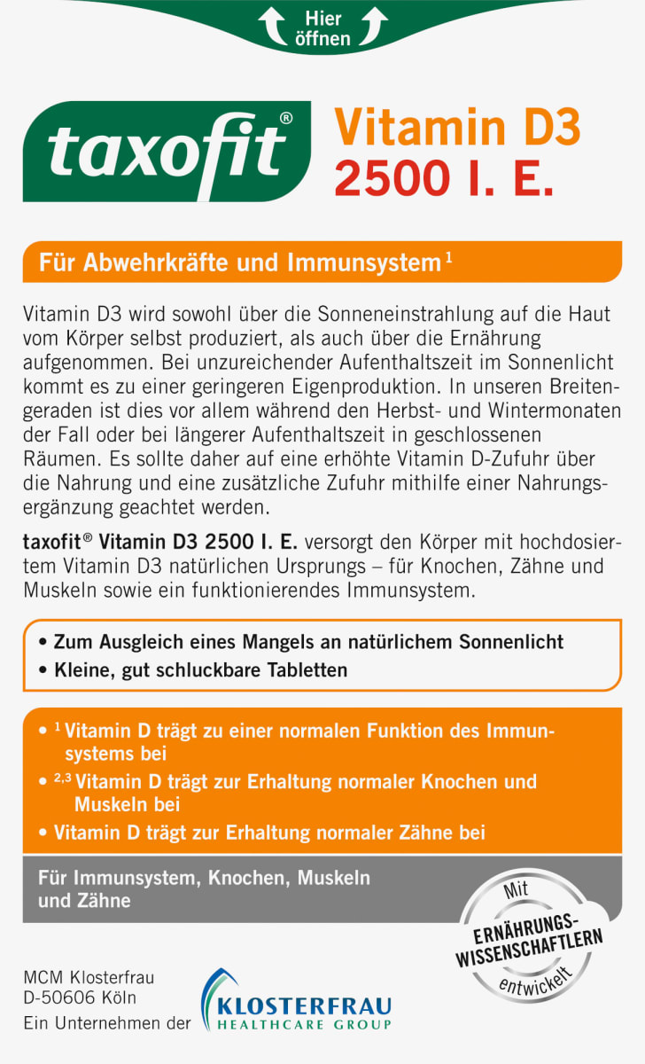 Vitamin D3 2500 I.E. Tabletten 50 St, 7,7 g