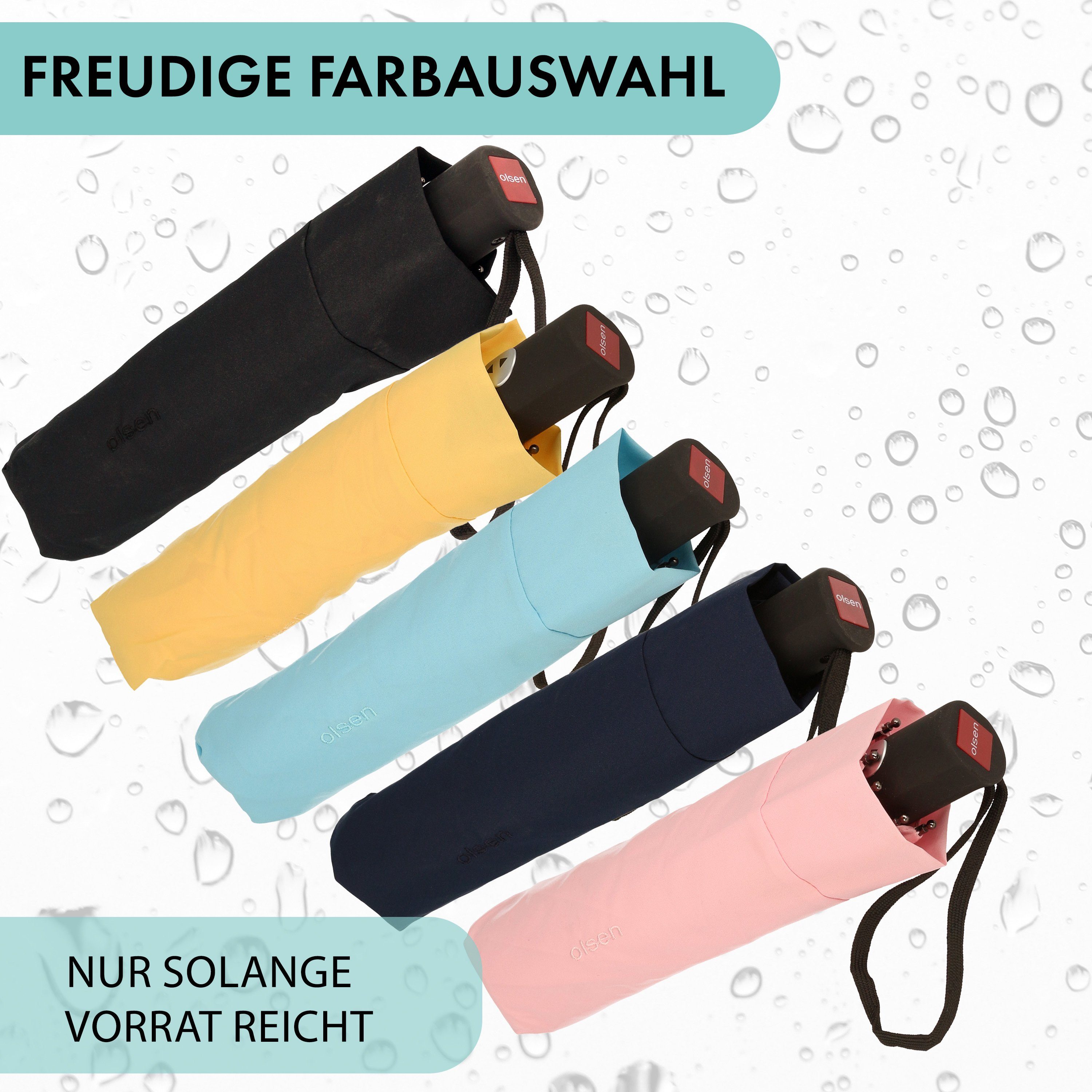 Olsen Taschenregenschirm Automatik Kleiner Taschenschirm mini für Damen und Herren, mit Rutschfestem Griff