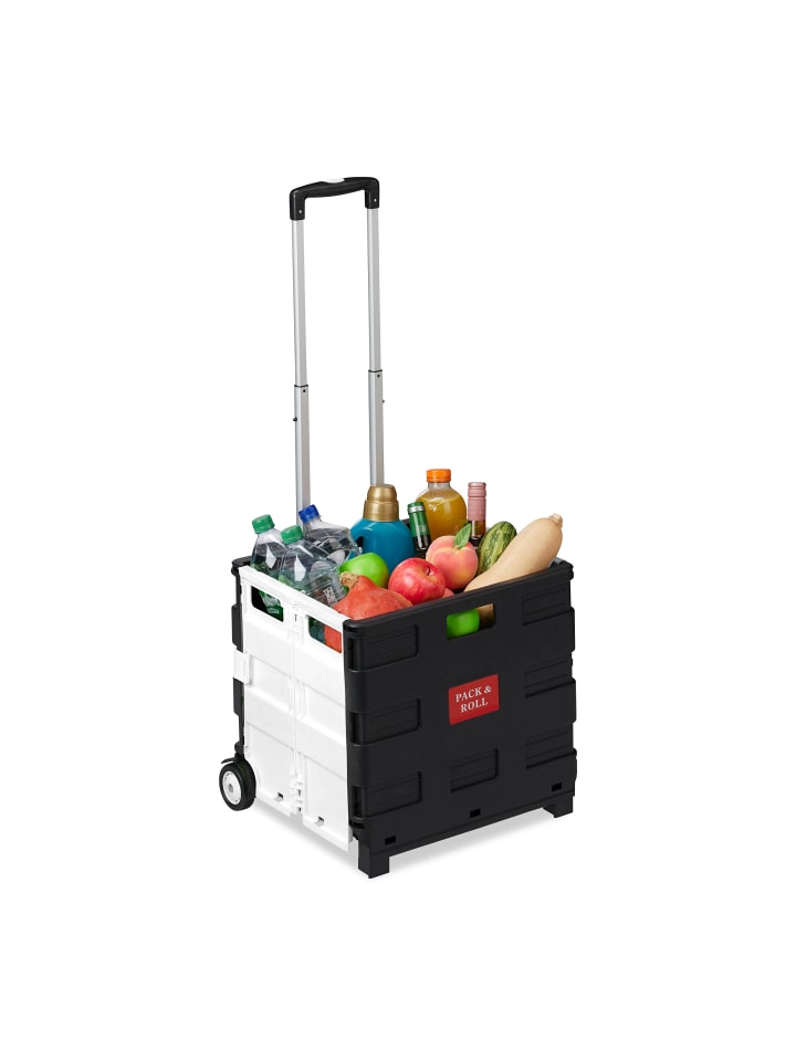 relaxdays Einkaufstrolley in Schwarz/ Grau günstig kaufen onesize