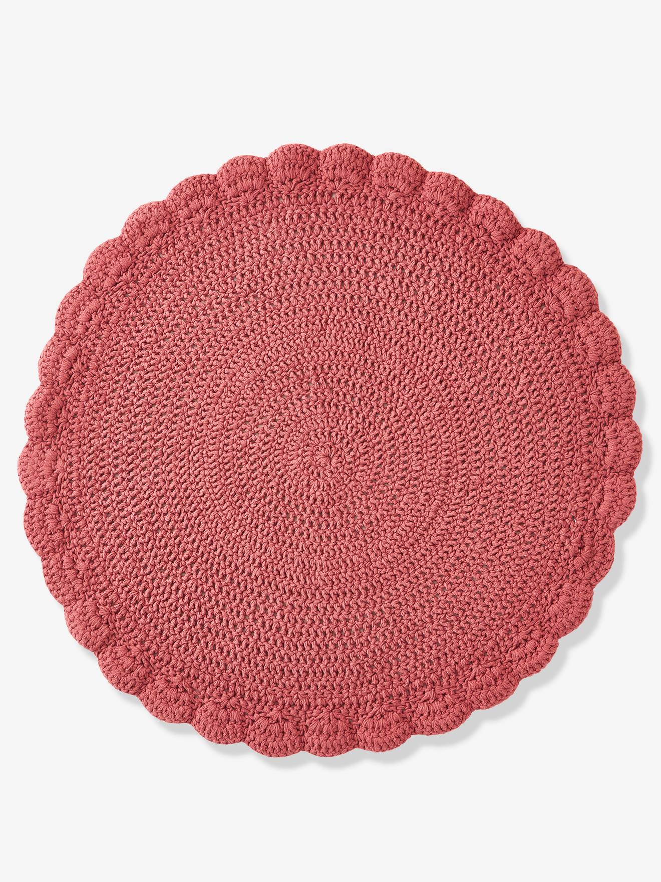 Tapis crochet vieux rose
