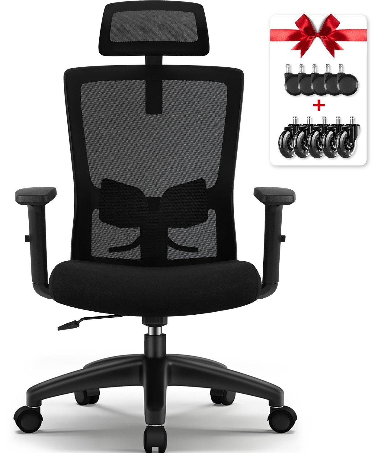 Daynee Bürostuhl Bürostuhl, Ergonomischer Schreibtischstuhl, Drehstuhl, Chefsessel (Packung, Verstellbare Armlehne,leise Rolle,Bis 155 kg belastbar, Atmungsaktiv,Sitzhöhe Einstellung), Wippfunktion 90°-135°, Verlängerte und Verbreiterte Rückenlehne,