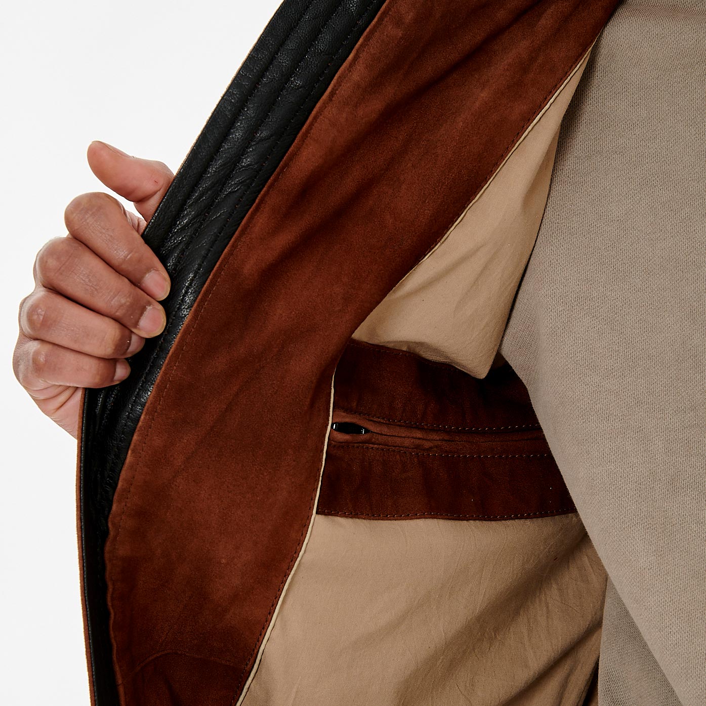 NAVAR  Blouson en cuir marron Homme