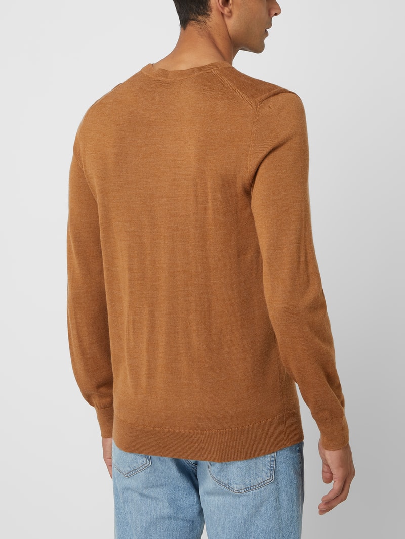 Pullover aus Merinowollmischung in cognac meliert