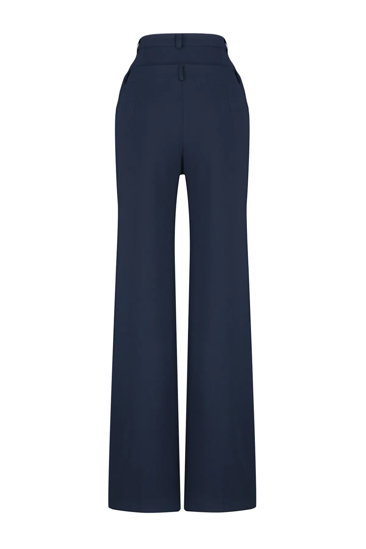 Trendyol Collection  Marineblaue gerade/gerade geschnittene Polyviscon-Taillen-Webhose mit detaillierten Details TWOSS24PL00078