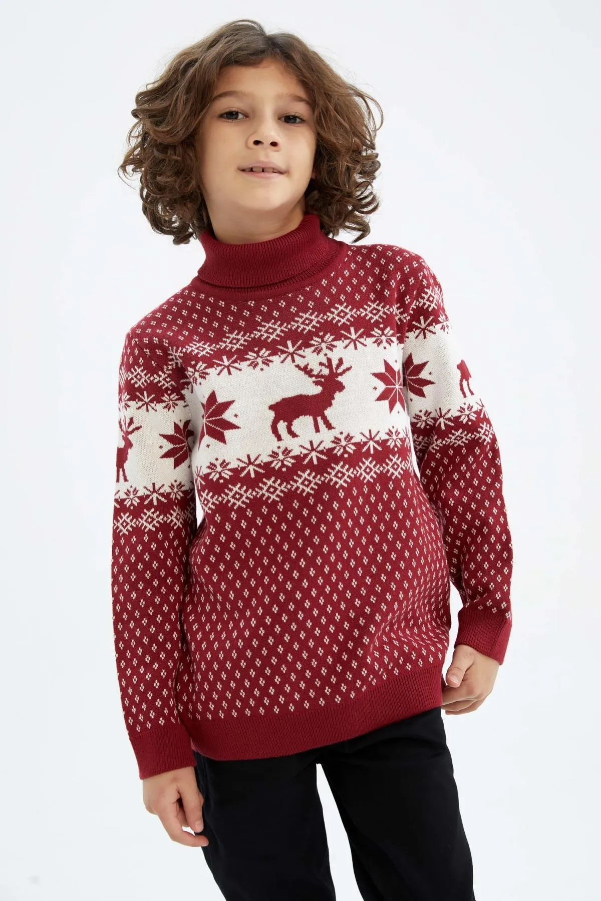 DeFacto  Rollkragenpullover mit Weihnachtsmotiv für Jungen