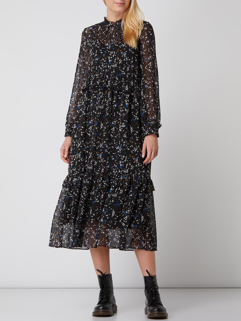 Kleid mit Allover-Muster in schwarz