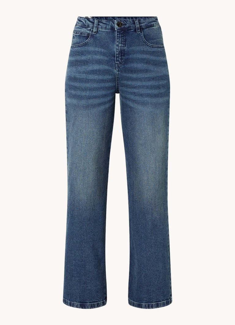 Calça jeans OPUS de cintura média e pernas largas com lavagem média.