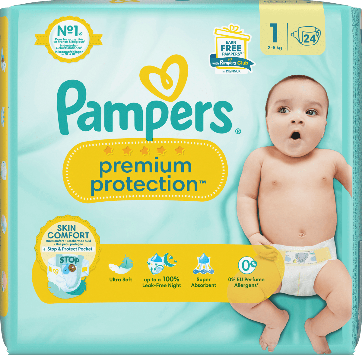 Windeln Premium Protection Gr. 1 Newborn (2-5 kg), 24 St