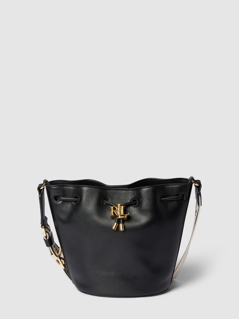Bucket Bag mit Label-Detail Modell 'ANDIE' in schwarz