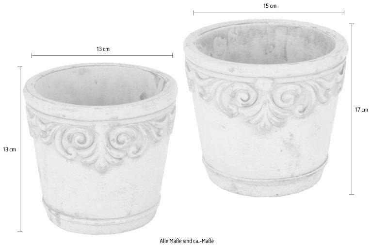 Home affaire Übertopf (Set, 2 St), Keramikübertopf mit Ornamenten