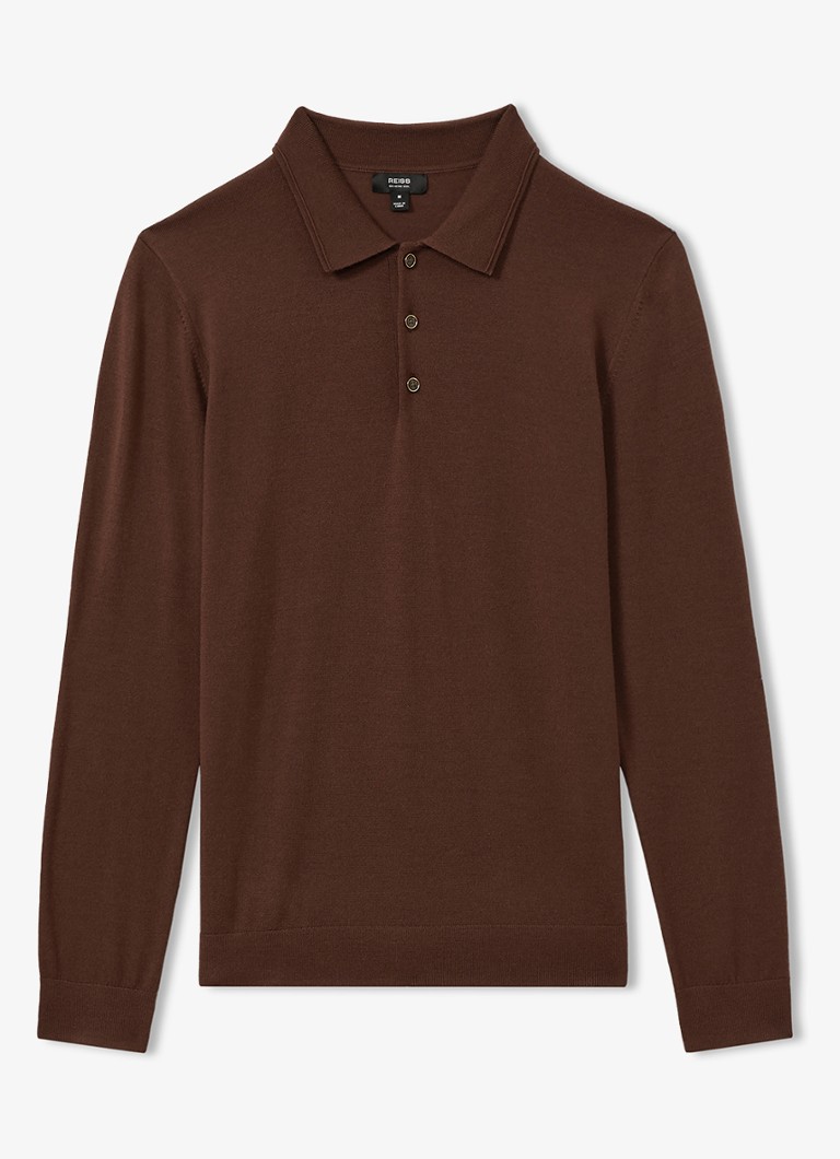 Camisa polo Reiss Trafford de malha fina e corte slim em lã merino