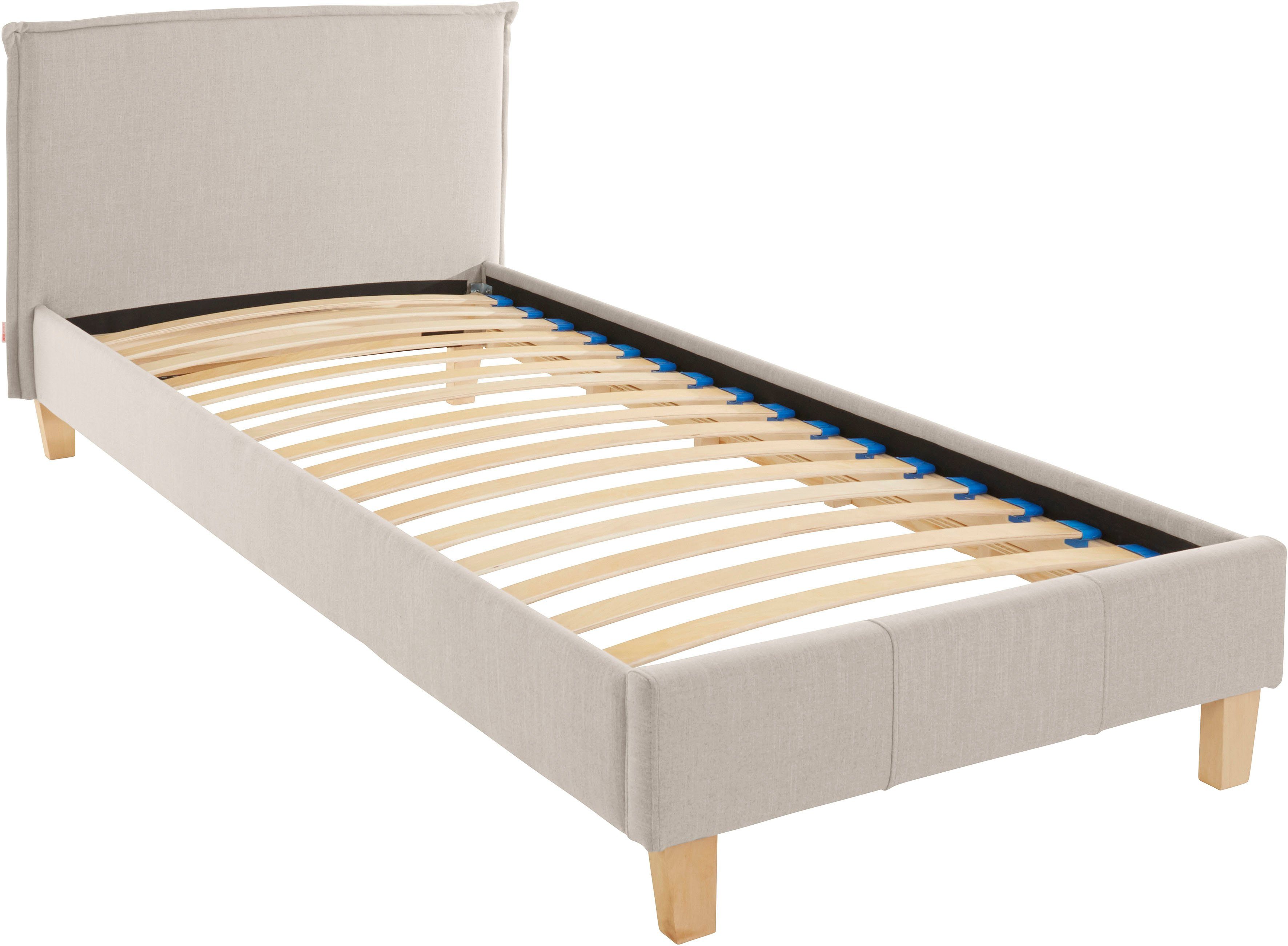 OTTO products Polsterbett Heddi, in 5 Breiten: von 90cm-200cm, Biese am Kopfteil, Strukturstoff