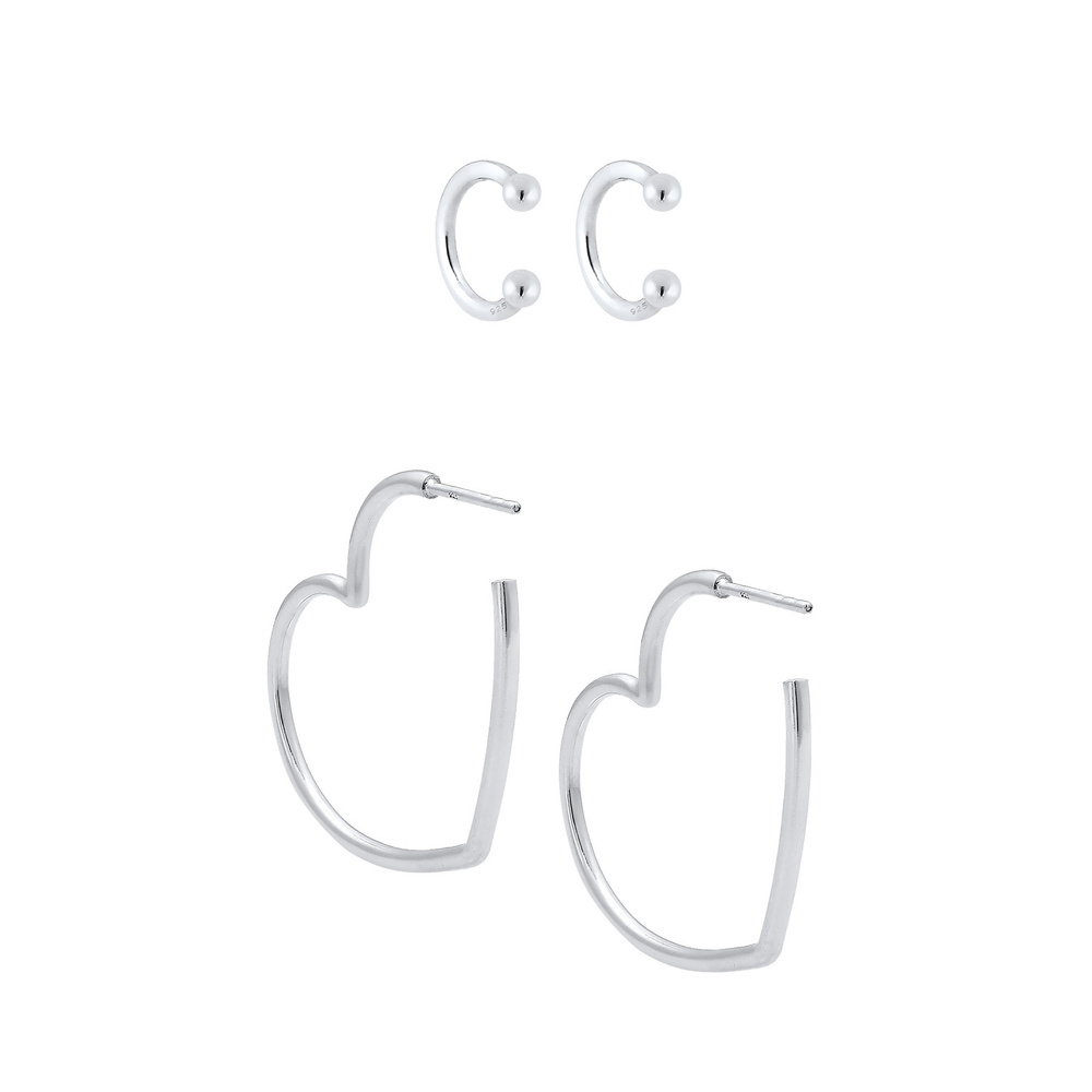 Elli Elli Boucles d'Oreilles Coeur Amour Parure Boucle d'Oreille Femme - (925/1000) Ar Boucles d'oreilles