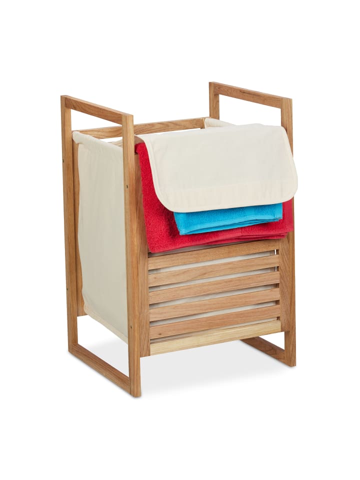 relaxdays Wäschekorb in Natur/ Beige - (B)40 x (H)60 x (T)35 cm günstig kaufen onesize