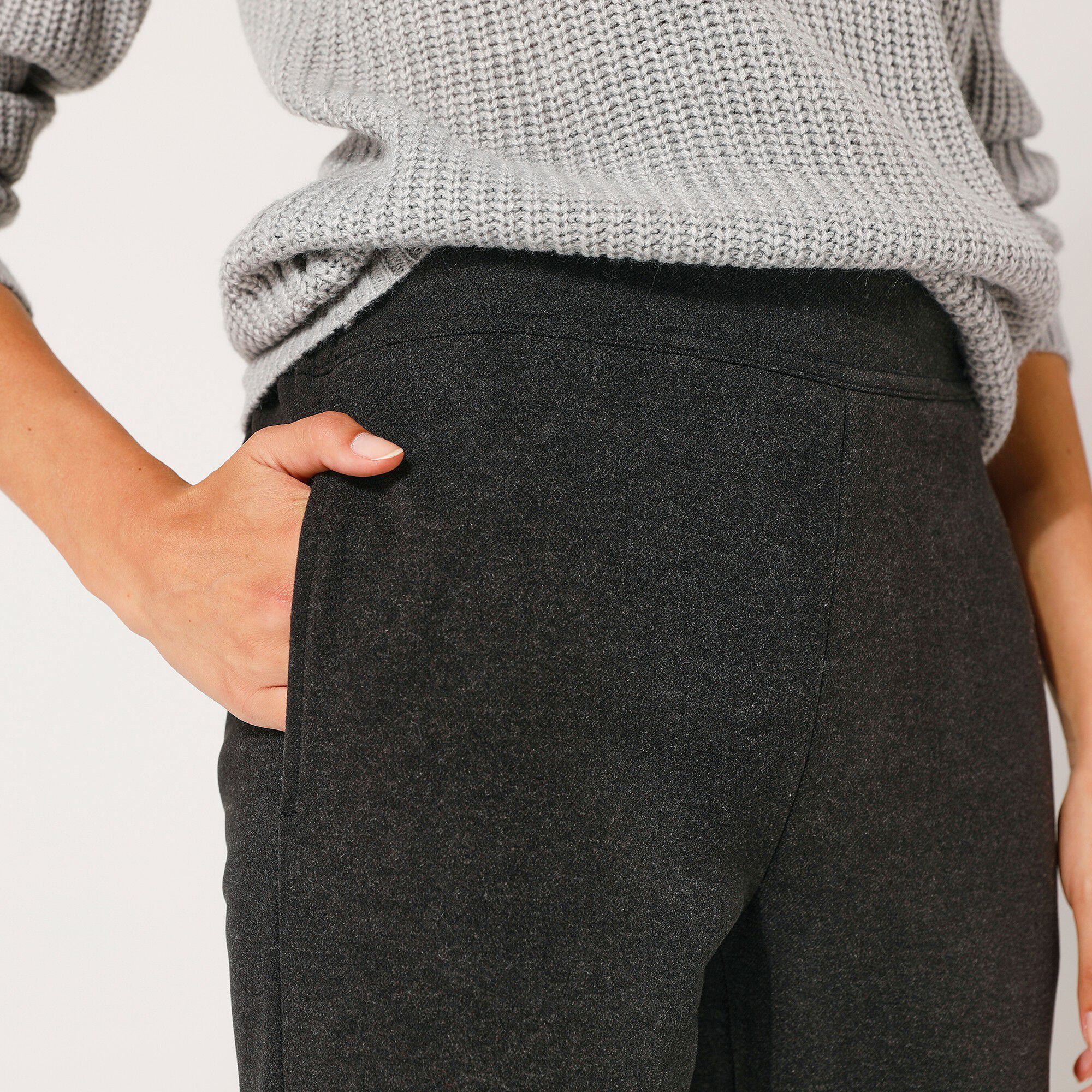 Pantalon large chaud, maille milano