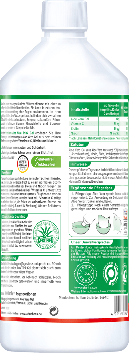 Aloe Vera Trink Gel, 1 l