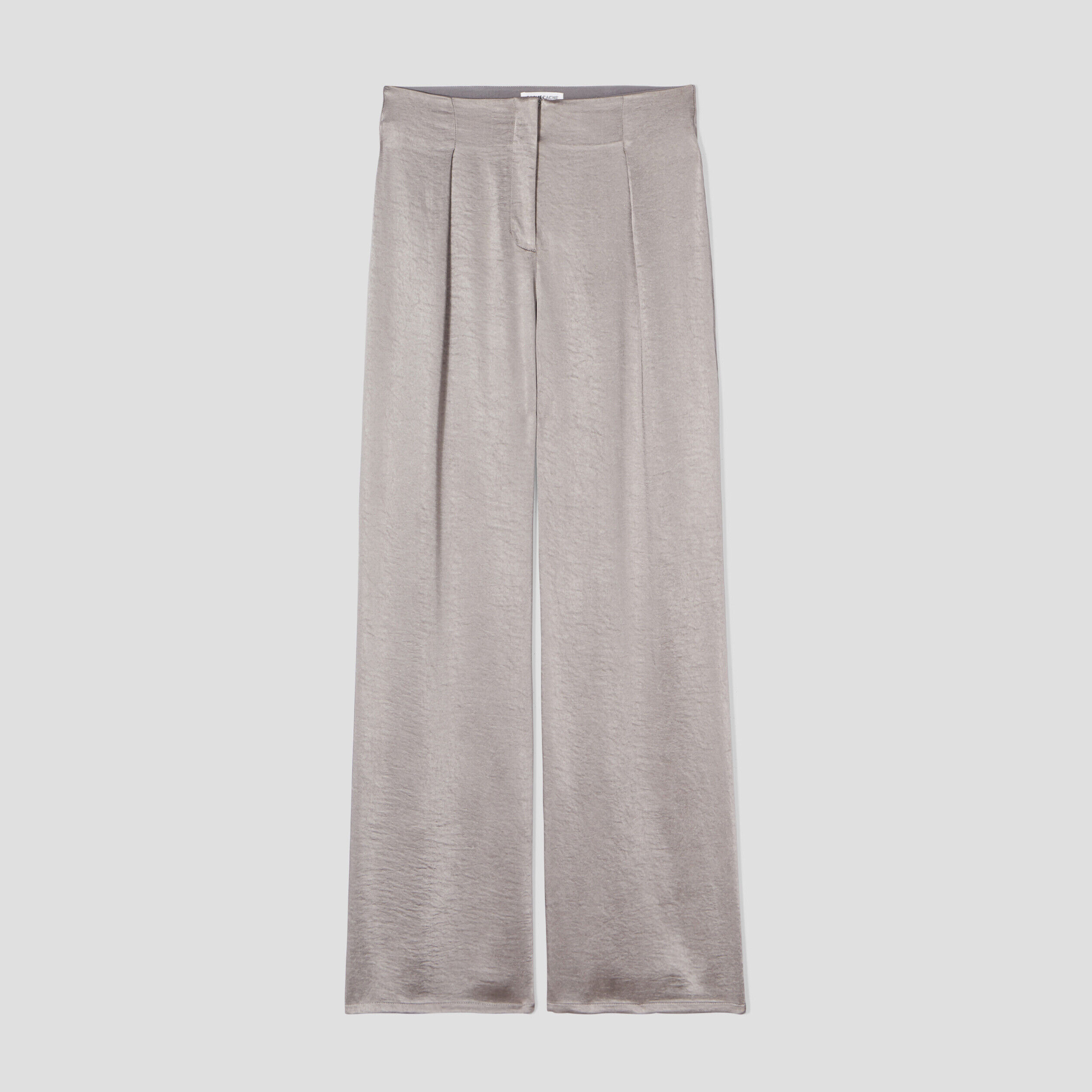 Pantalon large fluide satiné gris argent femme | Cache Cache